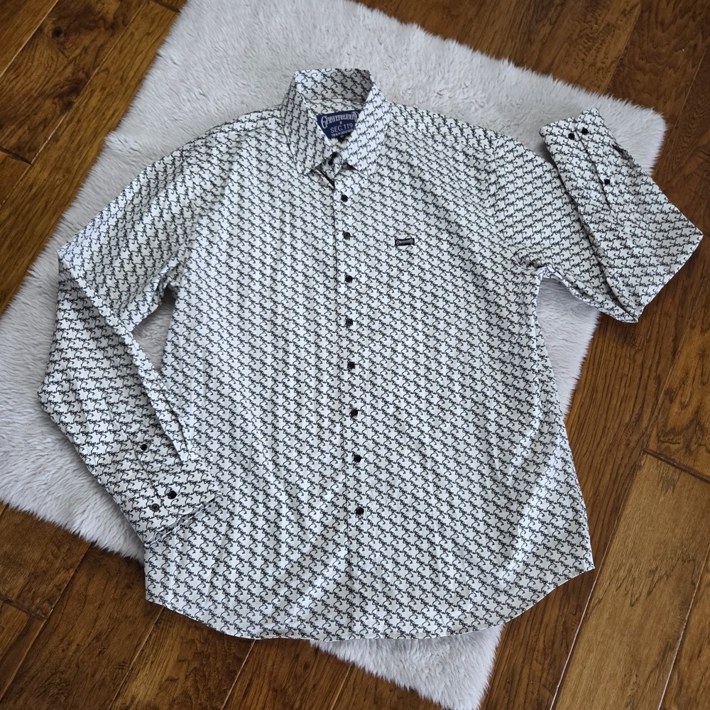 Grateful Dead x Sec. 119 Button Up Shirt Men's XL Long Sleeve Skeleton Print